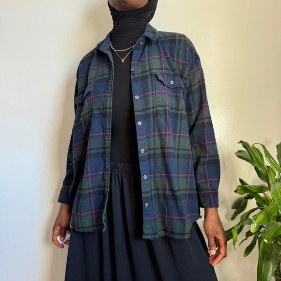 Oversized Old Navy "Boyfriend" Flannel – Dark Plaid size XXL - Picture 3 of 7